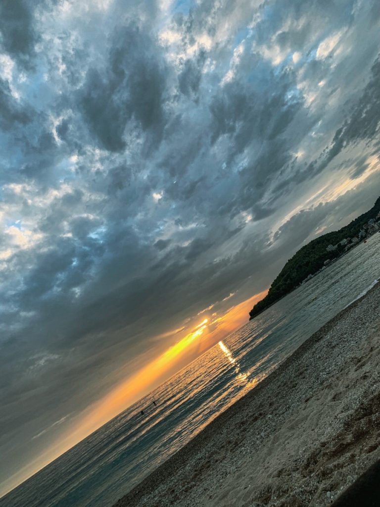 sunset and clouds and the sea